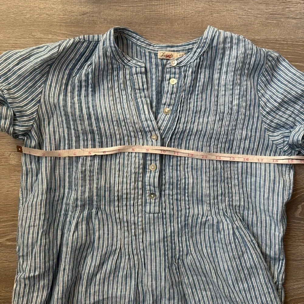 Faherty Gemina Blue Striped Linen Mini Dress XS
